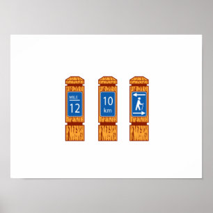 Wooden Mile Marker Signs Retro