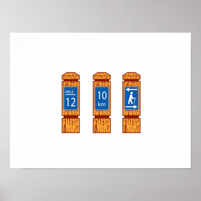 Wooden Mile Marker Signs Retro (Front)