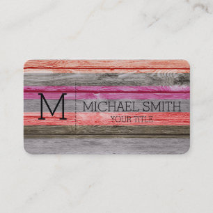 Wooden Monogram Business Card