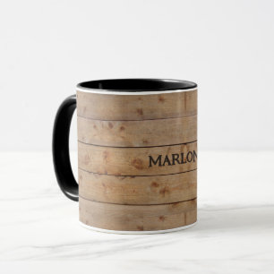 "Wooden" Mug w/your name or other text