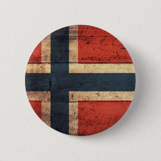 Wooden Norway Flag 2 Inch Round Button