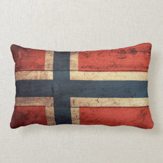 Wooden Norway Flag Lumbar Pillow