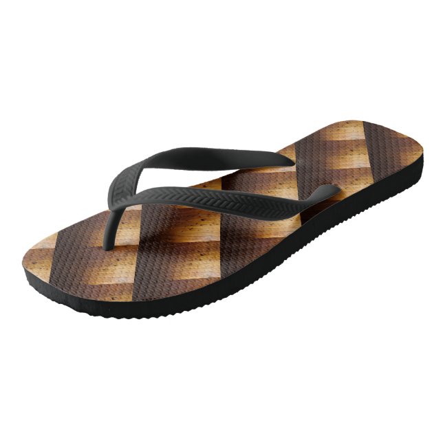 Wooden Panel Art Image Flip Flops (Angled)