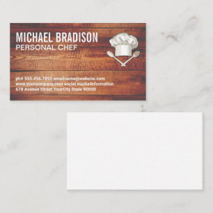 Wooden Panels Chef Hat Tools Business Card