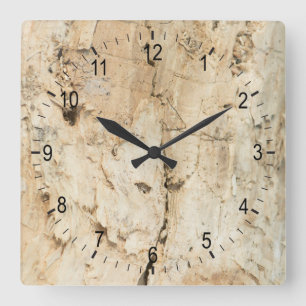 Wooden pattern square wall clock
