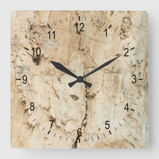 Wooden pattern square wall clock (Front)