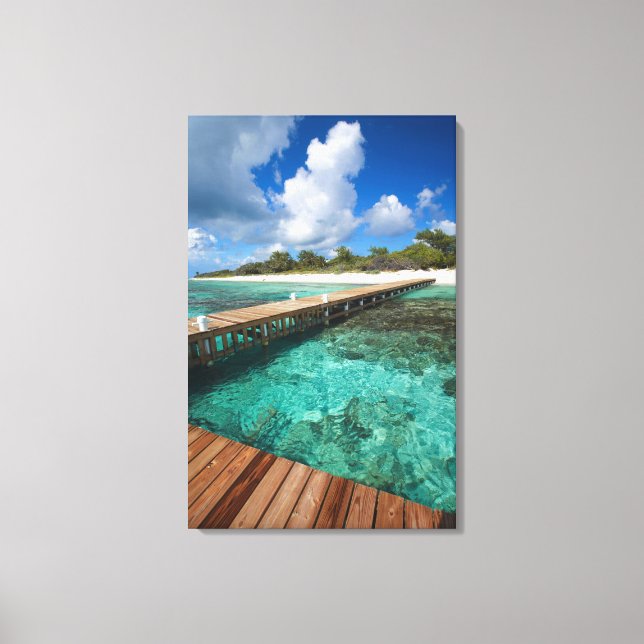 Wooden Pier Connecting to Beach Canvas Print (Front)