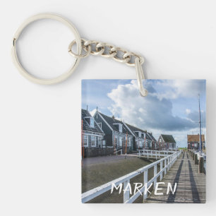 Wooden pier in Marken, Netherlands Keychain