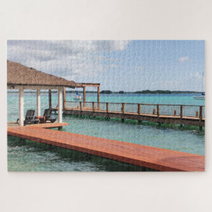 Wooden Pier Over Turquoise Water Jigsaw Puzzle
