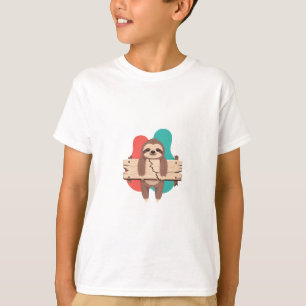 Wooden Plank Sloth Hang Kids T-Shirt