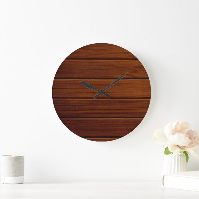Wooden Planks, Barks, Boards, Barn Wall - Brown Large Clock (Home)
