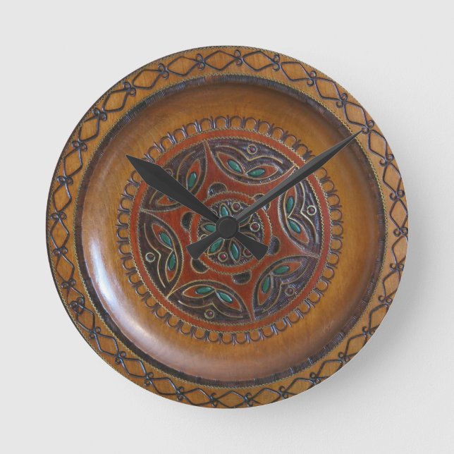 Wooden Polish Plate Design Round Clock (Front)