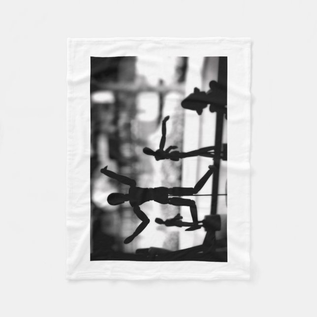 Wooden Puppet BW Fleece Blanket (Front)