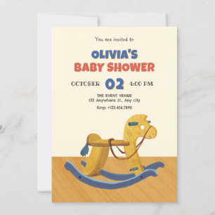 Wooden Rocking Horse baby shower Invitation