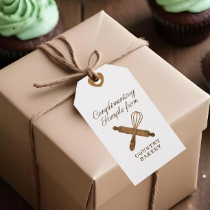 Wooden Rolling Pin & Whisk Bakery Sample Gift Tags