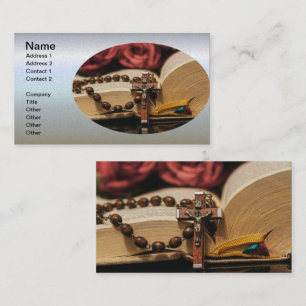 Wooden Rosary with Jesus on Cross Business Card