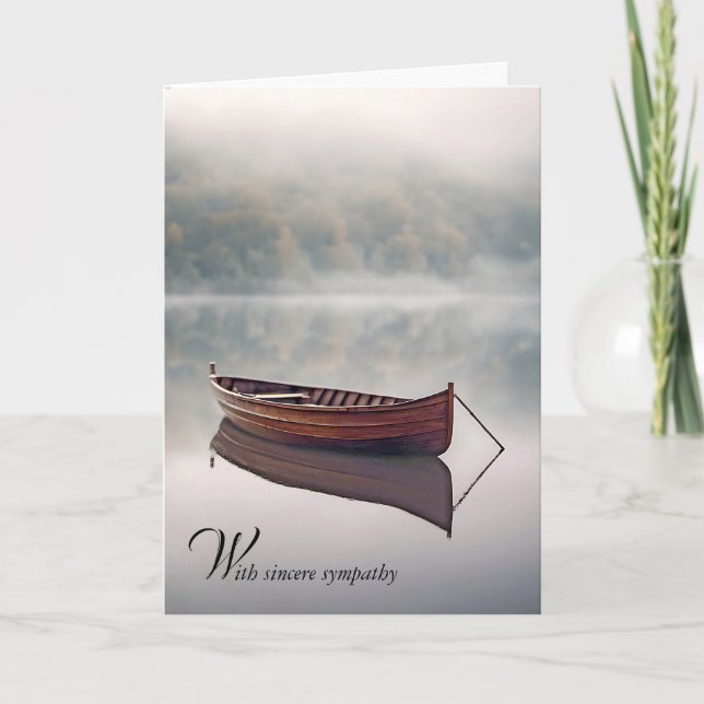 Wooden Rowboat Reflection Sympathy Card (Front)