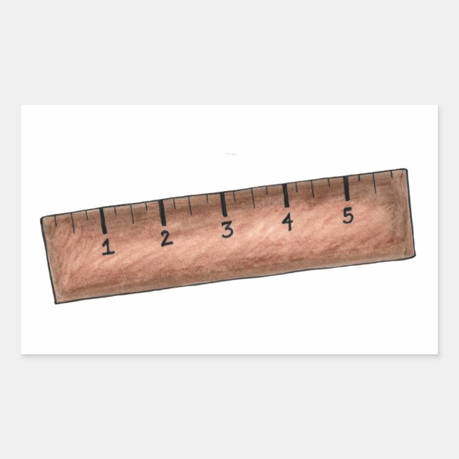 Wooden Ruler Measuring Stick School Math Teacher Sticker (Front)