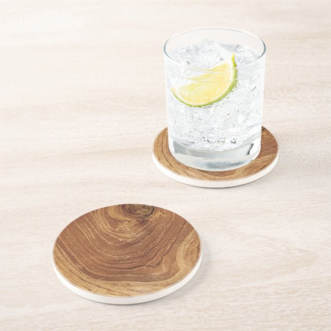 Wooden Rustic Teak Wood Texture Wood Grain Photo Coaster (Side)
