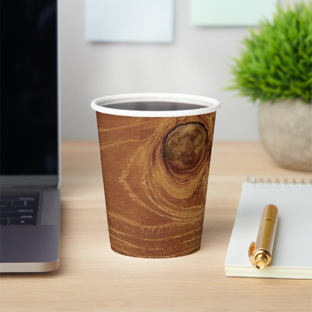 Wooden Rustic Teak Wood Texture Wood Grain Photo Paper Cups (Insitu)