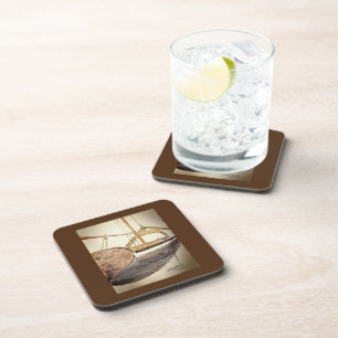 Wooden Sailboat Sketch - Hard Plastic Coaster