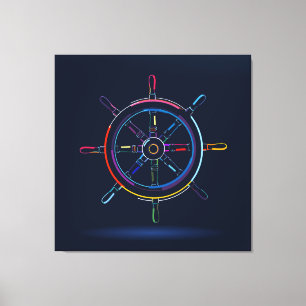 Wooden ship steering wheel canvas print