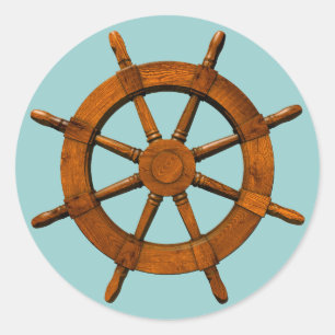 Wooden Ships Helm Classic Round Sticker