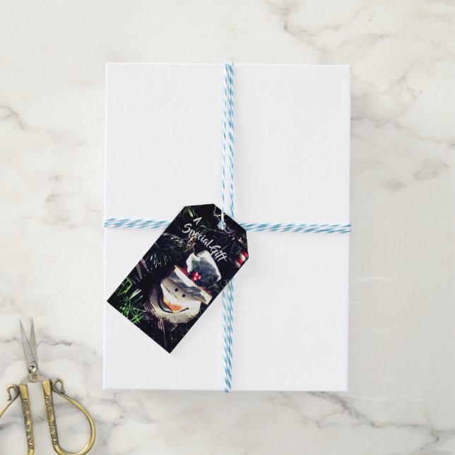 Wooden Snowman Face Gift Tags (With Twine)