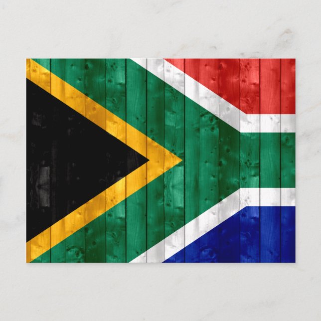 Wooden South African Flag Postcard (Front)