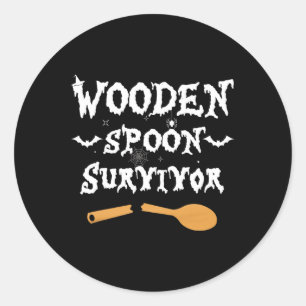 Wooden Spoon Survivor Funny  Halloween Costume Men Classic Round Sticker