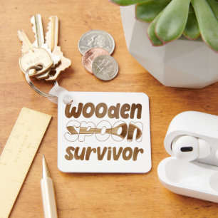 Wooden Spoon Survivor Funny Italian Fun Expression Keychain