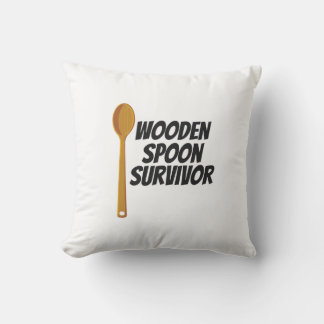 Wooden Spoon Survivor Funny Nostalgia Throw Pillow