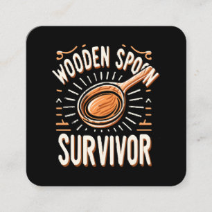 Wooden spoon Survivor Square Business Card