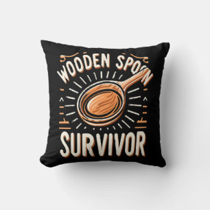 Wooden spoon Survivor Throw Pillow