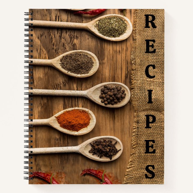 Wooden Spoons and Spices Recipe Notebook (Front)