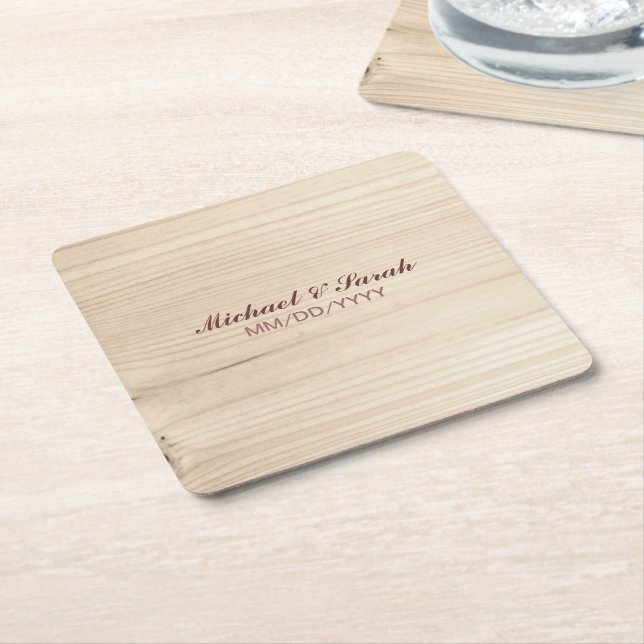 Wooden Square Paper Coaster (Angled)