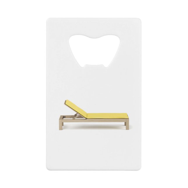 Wooden sun lounger with mattress credit card bottle opener (Front)
