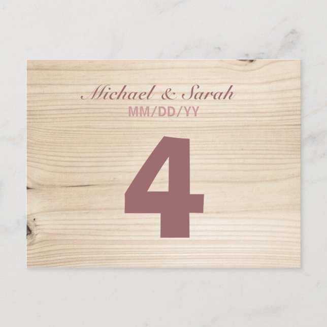 Wooden Table Number Postcard (Front)