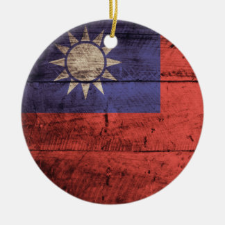 Wooden Taiwan Flag Ceramic Ornament