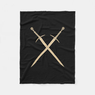 Wooden Templar Sword Isolated On White Background Fleece Blanket