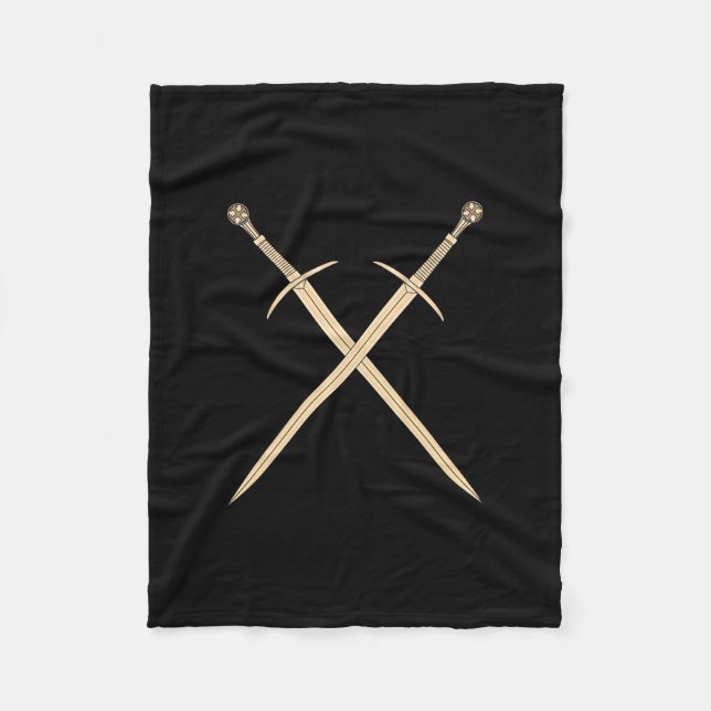 Wooden Templar Sword Isolated On White Background Fleece Blanket (Front)