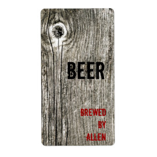 wooden texture beer bottle label