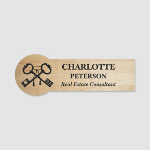  Wooden Texture Custom Realtor or Real Estate Name Tag