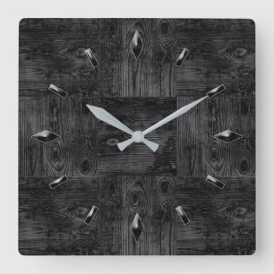 Wooden textured patches elements design natural wo square wall clock