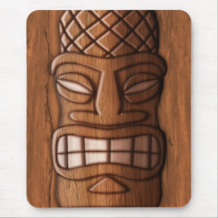 Wooden Tiki Mask Mouse Pad