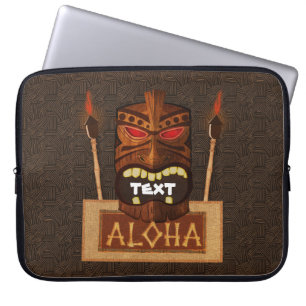 Wooden Tiki Mask Vintage Retro ALOHA Hawaiian Laptop Sleeve