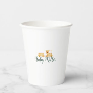 Wooden Toy Train - Green Paper Cups
