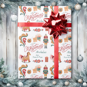 Wooden Toys Merry Christmas Personalized Wrapping Paper