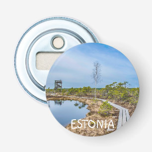 Wooden trail over swamp in Estonia Bottle Opener