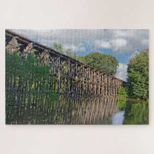 Wooden Train Trestle Over a River Jigsaw Puzzle